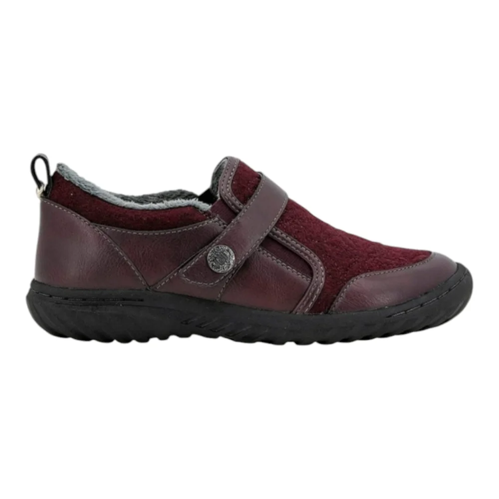 JBU Jambu Slip On Tide Oxford Wine Red Women Size 6.5 Faux Fur